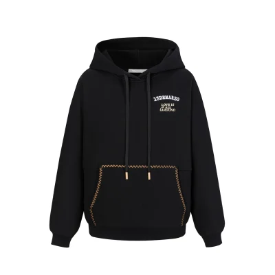 13DE MARZO Bear Big Logo Patch Hoodie Black