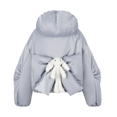 13DE MARZO Doozoo Bow Silky Down Jacket Grey