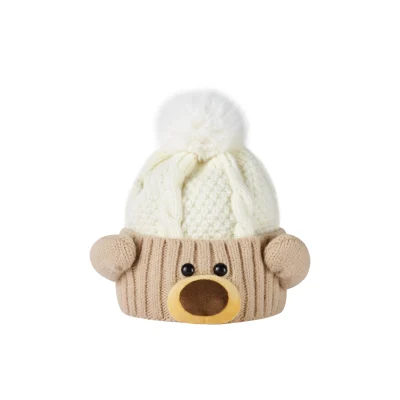 13DE MARZO Bear Snowball Beanie Beige