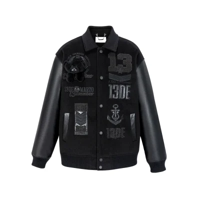 13DE MARZO Bear Multi Badge Jacket Black