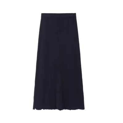 REVAN Knit A-Line Long Skirt Dark Blue - Image 7