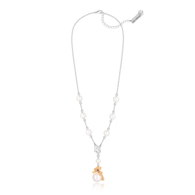 13DE MARZO Bear Prone Pearl Pendant Necklace