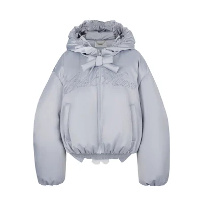 13DE MARZO Doozoo Bow Silky Down Jacket Grey