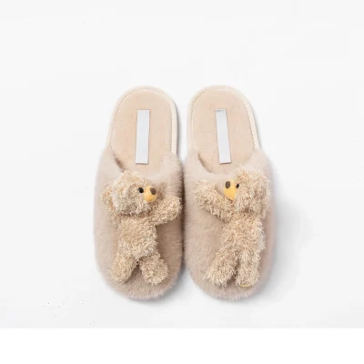 13DE MARZO Bear House Slippers Khaki