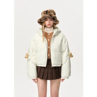 13DE MARZO Elbow Bear Down Jacket Beige