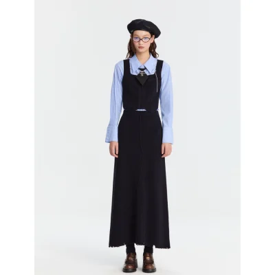 REVAN Knit A-Line Long Skirt Dark Blue - Image 5