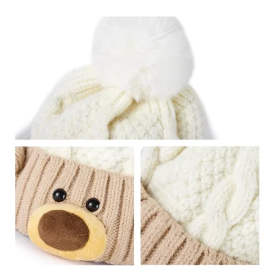 13DE MARZO Bear Snowball Beanie Beige - Image 7