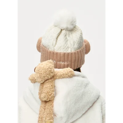 13DE MARZO Bear Snowball Beanie Beige - Image 4