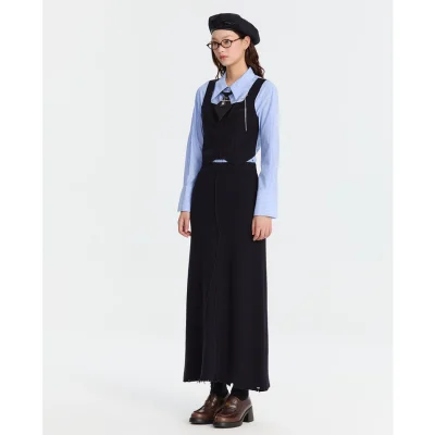 REVAN Knit A-Line Long Skirt Dark Blue - Image 6