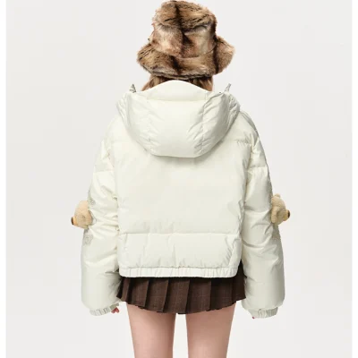 13DE MARZO Elbow Bear Down Jacket Beige - Image 3