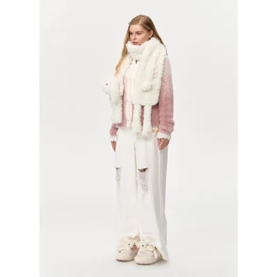 13DE MARZO Doozoo Fuzzy Scarf Rabbit White - Image 3