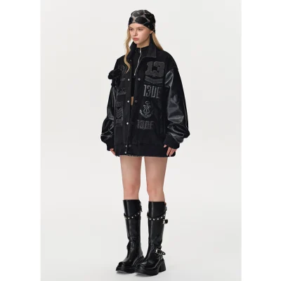 13DE MARZO Bear Multi Badge Jacket Black - Image 3