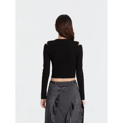 REVAN Versatile Off-Shoulder Sweater Top Black - Image 5