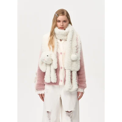 13DE MARZO Doozoo Fuzzy Scarf Rabbit White