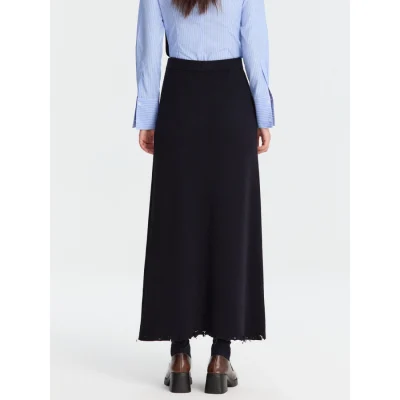 REVAN Knit A-Line Long Skirt Dark Blue - Image 4