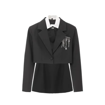 REVAN Chic Ensemble Blazer Dress Set Black - Image 8