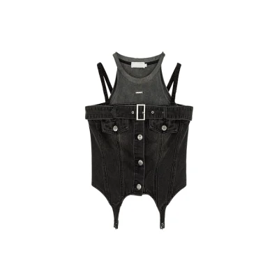 REVAN Edgy Denim Layered Top Black - Image 8