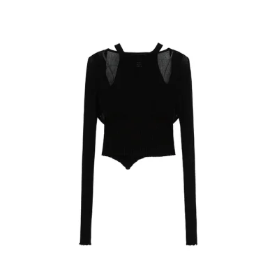 REVAN Bold Backless Knit Crop Cardigan Black - Image 8