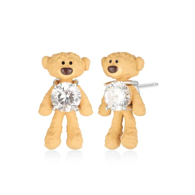 13DE MRAZO Zircon Mini Bear Ear Stud Sliver