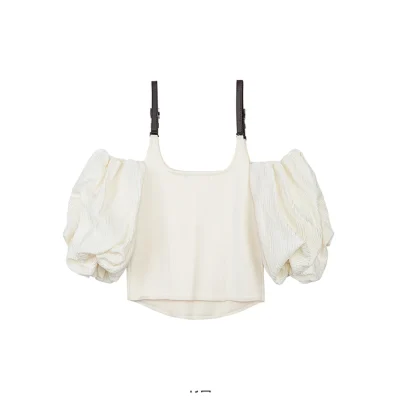 REVAN Chic Bubble-Sleeve Top White - Image 9