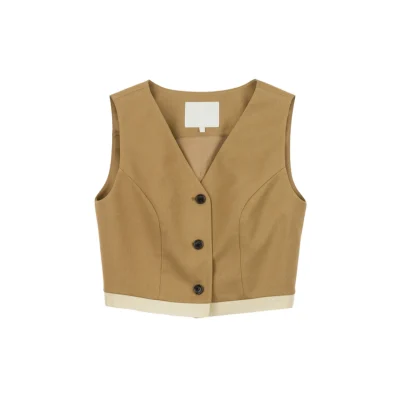 REVAN Melard Khaki-Colored Waistcoat Khaki - Image 7