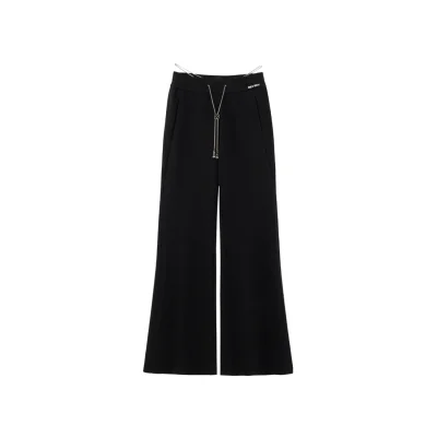 REVAN Chic Flared Pants with Metal Chain Black - Image 7