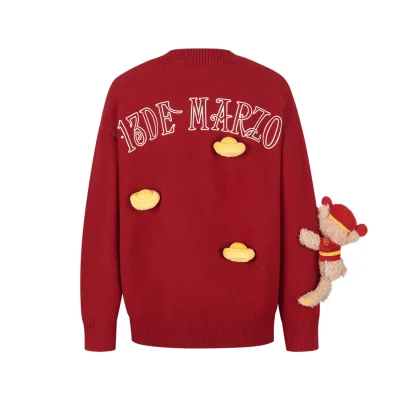 13DE MARZO Shining Golden Ingot Sweater Red - Image 6