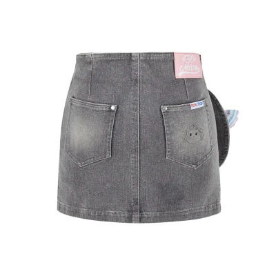 13DE MARZO Fujiya Sweets Bear Denim Dress Grey - Image 5