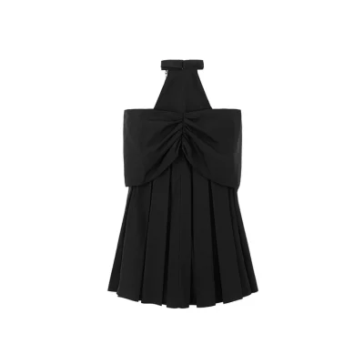 REVAN Sweet and Edgy Black Halter-Neck Dress Black - Image 6