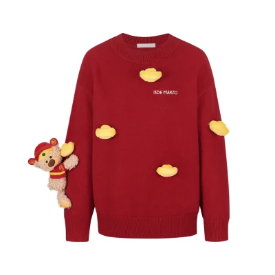 13DE MARZO Shining Golden Ingot Sweater Red