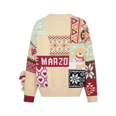 13DE MARZO Vintage Pattern Sweater Almond - Image 5