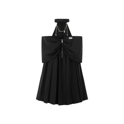 REVAN Sweet and Edgy Black Halter-Neck Dress Black - Image 5