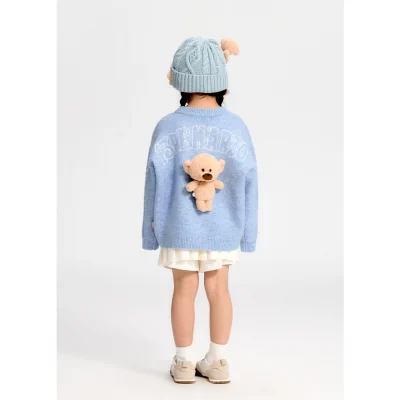 13DE MARZO Kids BabyBear Weave Beanie Blue - Image 4