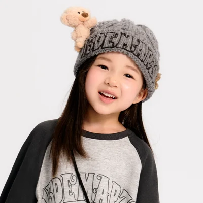 13DE MARZO Kids BabyBear Weave Beanie Grey