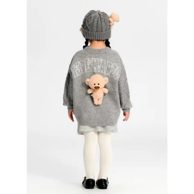 13DE MARZO Kids BabyBear Weave Sweater Grey - Image 3