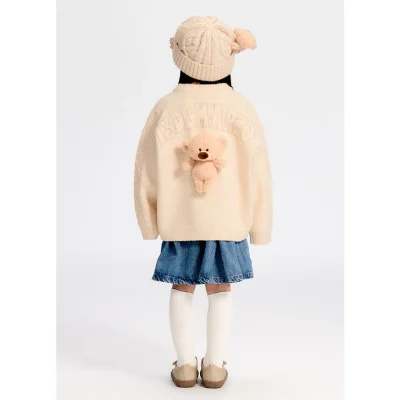 13DE MARZO Kids BabyBear Weave Sweater Beige - Image 3