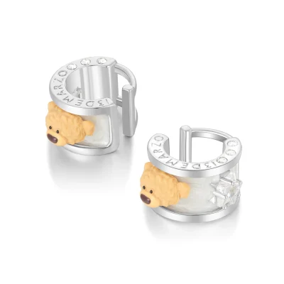 13DE MRAZO Zircon Bear Ear Cuff White