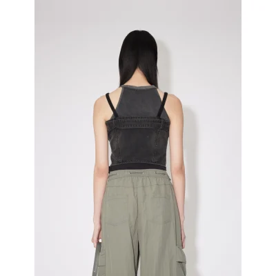 REVAN Edgy Denim Layered Top Black - Image 6