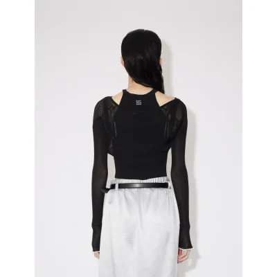 REVAN Bold Backless Knit Crop Cardigan Black - Image 5