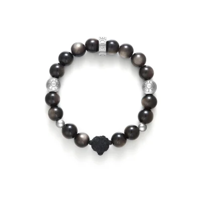 13DE MARZO Bear Beaded Bracelet Obsidian - Image 5