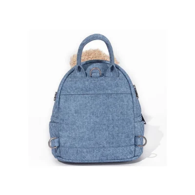 13DE MARZO Bear Denim Backpack Blue - Image 3