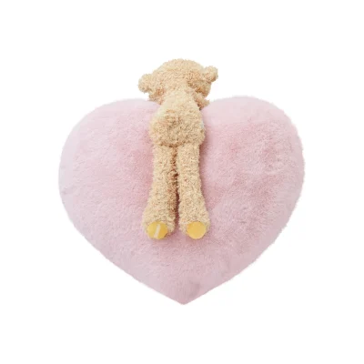 13DE MARZO Bear Logo Heart Shape Cushion Pink