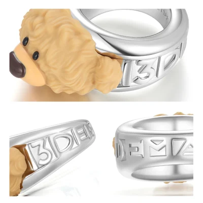 13DE MARZO Bear Logo Ring Silver - Image 6