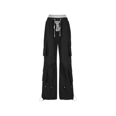 13DE MARZO Double Layered Cargo Pants Black