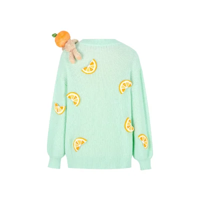 13DE MARZO Bear Mini Fruit Sweater Green