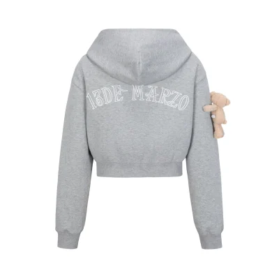 13DE MARZO Bear Logo Patch Hoodie Grey - Image 5