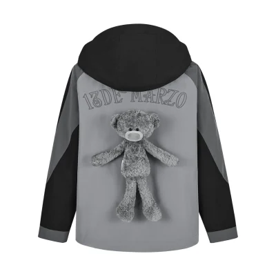 13DE MARZO Bear Logo Windbreaker Dark Grey