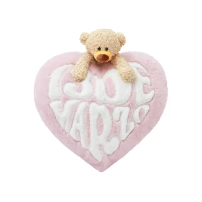 13DE MARZO Bear Logo Heart Shape Cushion Pink