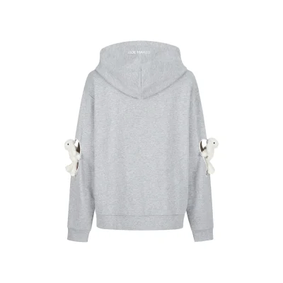 13DE MARZO Doozoo Hollow Heart Zip Hoodie Grey - Image 5