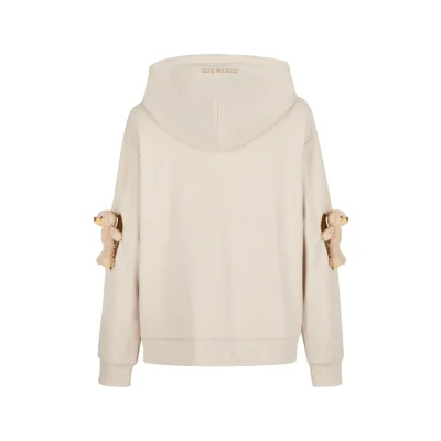 13DE MARZO Doozoo Hollow Heart Zip Hoodie Beige - Image 5